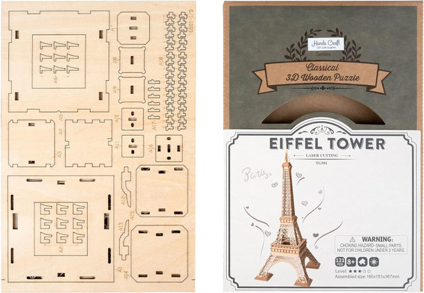 Hands Craft DIY 3D Wooden Puzzle – Eiffel Tower Buildings Laser Cut Assembly Model Kit Brain Teaser Puzzles Educational STEM Toy Adults and Teens to Build Safe and Non-Toxic Premium Wood TG501
B07MSL1RK9