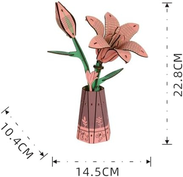 Hoyiki 3D Flower Wooden Flower Puzzles Kit for AdultsDIY Flower Building Set Craft Kit for AdultsMother's Day/Valentine's Day for Mom/Women/Grandma-Pink Lily
B0F42LLCHR