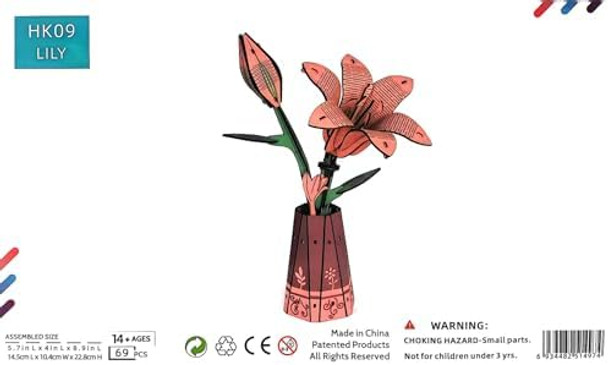 Hoyiki 3D Flower Wooden Flower Puzzles Kit for AdultsDIY Flower Building Set Craft Kit for AdultsMother's Day/Valentine's Day for Mom/Women/Grandma-Pink Lily
B0F42LLCHR