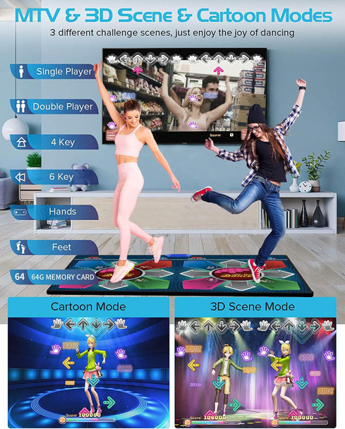 Hsahl Music Double Dance Mat for Kids and Adults64G Memory CardFitness Dance Games with MV/3D/Cartoon Dance Mode81pcs MV 885pcs Songs and 1000pcs Games for HDMI TV Fun Senior Flannel Materia
B0CGR89NJT