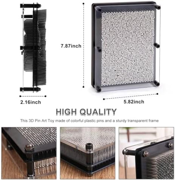Hsxfl Classic 3D Metal Pin Art Toy - 8in x 6in 3D Large Size Pin Art Board for Kids or Adults (Silver)
B07JZ4WZ1P