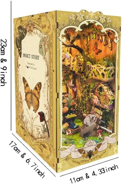Iboheye DIY Book Nook Kit Wooden 3D Puzzle Bookend - Dollhouse Bookshelf Halloween Christmas Decorations s for Adults and TeensInsect Story -Insect Story(SQ-19)
B0D9MCKFF2