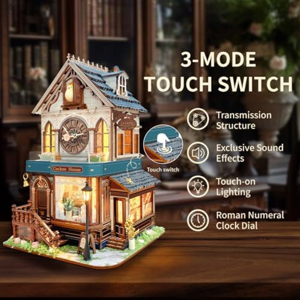 Iboheye 3D Wooden Puzzles for Adults DIY Mini House Model Kits to Build Room Home Decor 3-d Puzzle Wooden Clock Craft Kits Miniature House kit s for Family Friends- Cuckoo House (SQ-61)
B0FC2M8LN8
