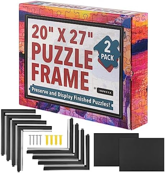 Impresa Jigsaw Puzzle Display Frame Kit - 2-Pack 20 x 27 in - Black Matte Snap-Together Frames - Easy Assembly & Wall Hanging for 1000-Piece Puzzles
B0C2JP22FY