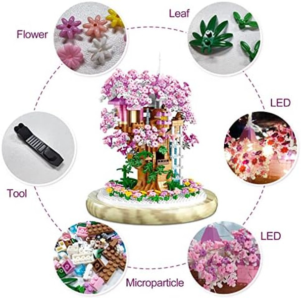 Insgen Cherry Blossom Bonsai Tree House Building Flowers Set for Adults 1382 Pcs Micro-Particle Ideas Sakura Tree Building Blocks Complete with String Lights Dust Cover and Wooden Base
B0BZCQ72RG