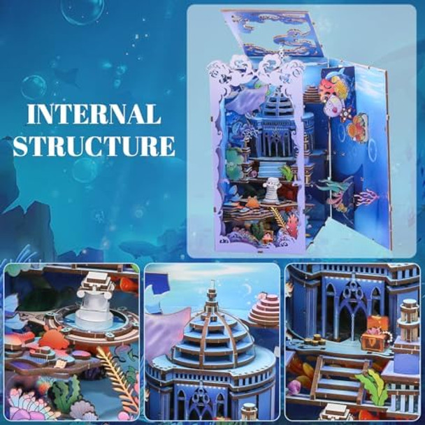 Insgen Ocean Book Nook Kit DIY Miniature Dollhouse Booknook Kit Book Nook Tiny House Bookshelf Decor 3D Wooden Assembly Puzzle Bookend Bookcase for Adults and Teens
B0FHKR4SNZ