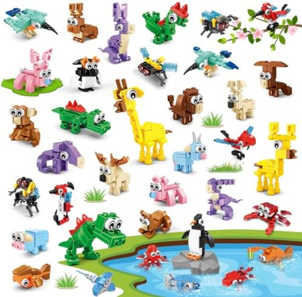 Insoon 30 Packs Animal Party Favors for Kids 810 PCS Mini Animal Building Block Toy Set for Goodie Bag Fillers Classroom Prizes Easter Birthday Children's Day for Boys Girls Student Ages 6+
B0D6XJK63R
