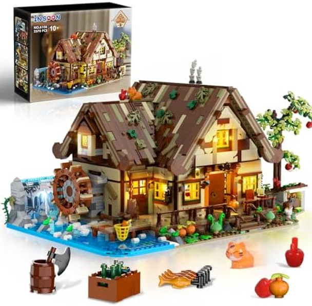 Insoon Wood Cabin Building Set with Light 2570 PCS Wooden Forest House Mini Building Block Toy with Waterwheel Pond Animals Big House Construction Model for Adults Teens Kids Boys Girls 10-12+
B0D2J85GRK