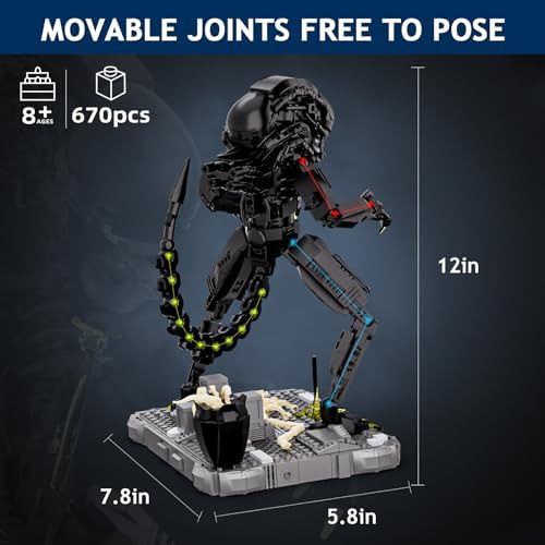 Itshwoee Xenomorph Building Blocks Set Xenomorph Action Figure Building Sets for Adults with Support Base and Little Facehugger Horror s for Fans Friends Birthday Christmas Halloween
B0DGLLSXN2