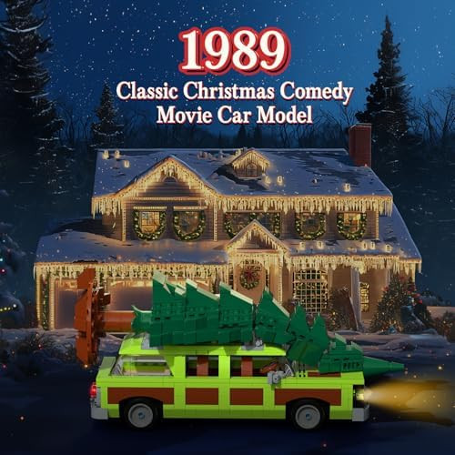 Jaeuzkjyda Christmas Village Movie Building Toy Set 4 in1 Station Wagon with Family Christmas Tree Building Kit Christmas Decorations for Movie Fans Adults Boys and Kids 
B0D9HD8V3V