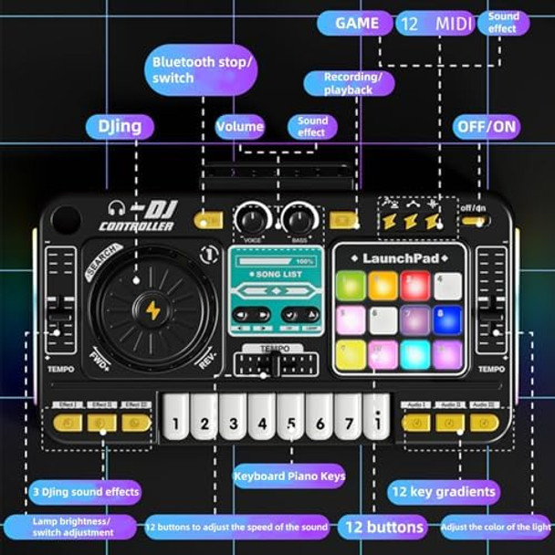 Johehe Rechargeable Kids DJ Mixer LED Light Show & Karaoke Microphone - Interactive Music Toy with 12 Sound Keys 8 Piano Keys & Custom Recording for Ages 4-8+
B0DYZVSSLW Johehe Rechargeable Kids DJ Mixer LED Light Show & Karaoke Microphone - Interactive Music Toy with 12 Sound Keys 8 Piano Keys & Custom Recording for Ages 4-8+
B0DYZVSSLW