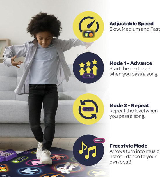 Joyberri Dance Mat - with 8 Levels & Songs 3 Speeds and 2 Modes - Light Up Electronic Kids Dance Mat for Kids Ages 4-8 8-12 Toddlers 3-5 / Dance Pad Dancing Mat Toy for Girls and Boys
B0CM54H439 Joyberri Dance Mat - with 8 Levels & Songs 3 Speeds and 2 Modes - Light Up Electronic Kids Dance Mat for Kids Ages 4-8 8-12 Toddlers 3-5 / Dance Pad Dancing Mat Toy for Girls and Boys
B0CM54H439