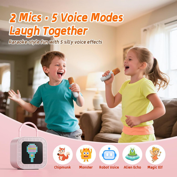 Kinglucky [ ] All-in-One Kids Audio Player No Wi-Fi or Cards Needed Built-in Stories White Noise Pixel Display 2 Mics & Bluetooth Screen for Toddlers & Girls (Pink)
B0F2FS979D