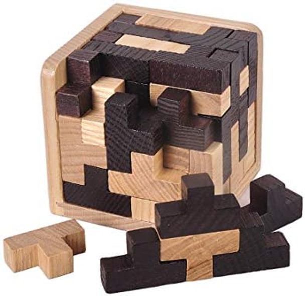 Kingou Wooden Brain Puzzle Cube 3D Brain Teaser Puzzles 54 Pieces T-Shaped Blocks Builder Creative Educational Toy for Kids and Adults Desk Puzzles for 
B0B41LQGJC