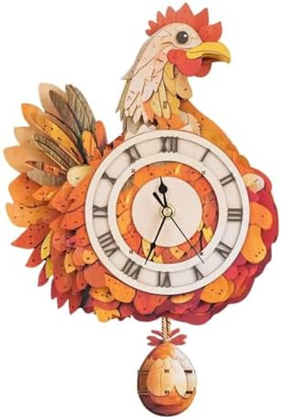 Kosmickiss 3D Wooden Puzzles for Adults-Retro Hen Wall Clock with Swinging-Mechanical Wooden DIY Clock Kit-Wooden Models for Adults to Build-Vintage Home Decor
B0F98Q819V