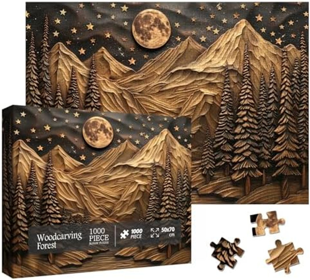 Larkipuzz 3D Mountain Forest Puzzles for Adults 1000 Pieces Challenging Nature Plant Tree Scenic Puzzle Art Landscape Moon River Star Scenery Jigsaw Puzzles
B0FD6Z142B
