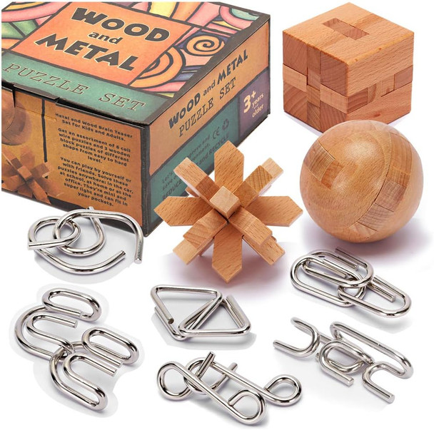 Lesong Brain Teasers Metal and Wooden Puzzles for Kids and Adults 9 Pack Mind IQ and Logic Test and Handheld Disentanglement Games 3D Coil Cast Wire Chain and Durable Wood Educational Toys
B07VSP4QNH