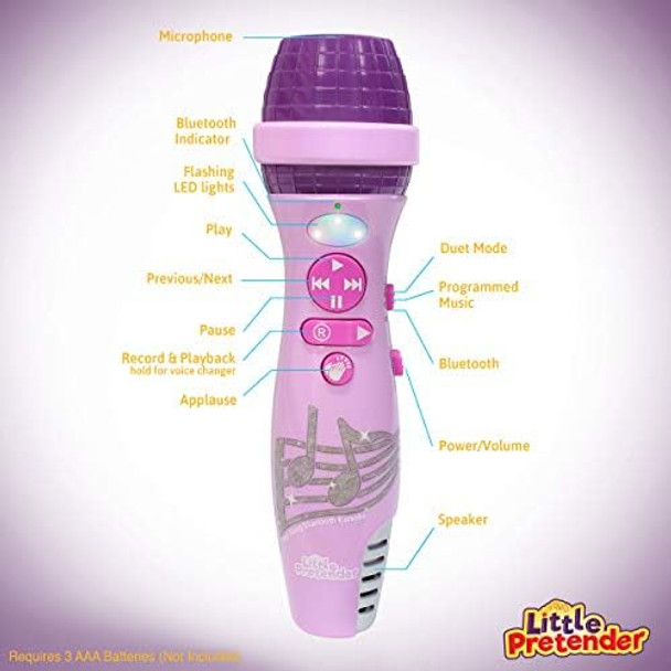 Little Pretender Kids Karaoke Microphone - Voice Changer Toys with 15 Pre-Installed Nursery Rhymes for Toddlers & Kid Age 3-5 - Bluetooth Microphones for Singing - Toddler Microphone for Ages 3 4 5 6 7 8 9+ Years Old
B08LP1MF7X