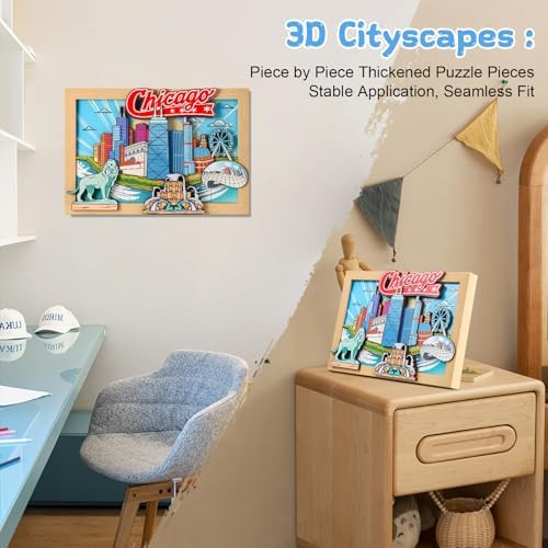 Lqg Art Crafts for Kids 4-8 Ages 3D Wooden City Landmark Series Frame Kit for Kids - DIY Chicago Cartoon Style Puzzle Toys Perfect Wall Art and Tabletop Decoration
B0F9D6SQ5D