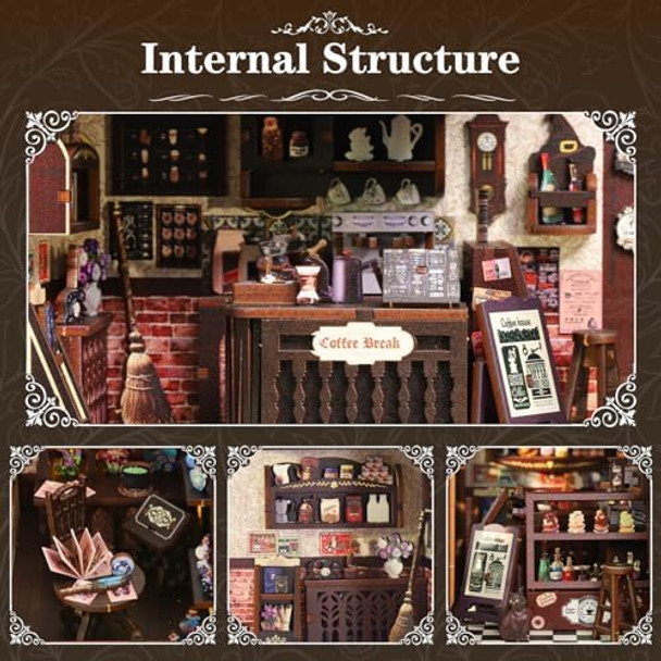 Mecoct Book Nook Kit - DIY Book Nook Kits for Adults 3D Puzzle Miniature House Kit with LED Lights Elegant Wooden Book Stand Insert Decoration - Magic Coffee Shop
B0FLDV7LW3