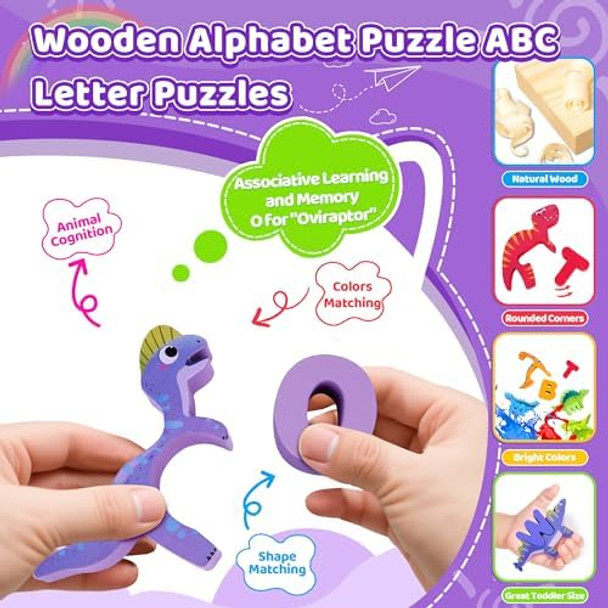 Melofaver Wooden Toddler Puzzles Montessori Learning Toys ABC Alphabet Puzzle for Kids Ages 3-5 Cute Dinosaur Shape Letters Matching Game Preschool Educational Toys for Girls Boys 3 4 5 Years Old
B0F8HGQQHS