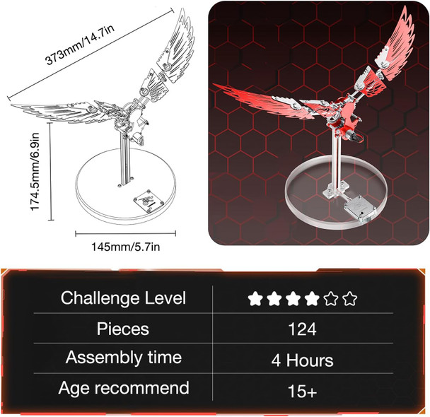 Microworld 3D Metal Puzzle for Adults Ornithopter 3D Metal Model Kits Mechanical Model 3D Puzzle DIY Animal Difficult 3D Puzzles Home Decor Art Craft s (Red)
B0FGDCNNKM