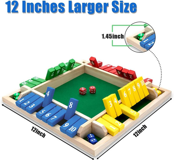 Nicecho Nicecho Shut The Box Dice Game2-4 Player Family Wooden Board Table Math Games for Adults and Kids 8 Dices Classics Games for ClassroomHomeParty or Pub - Brown
B0DFH26LG9