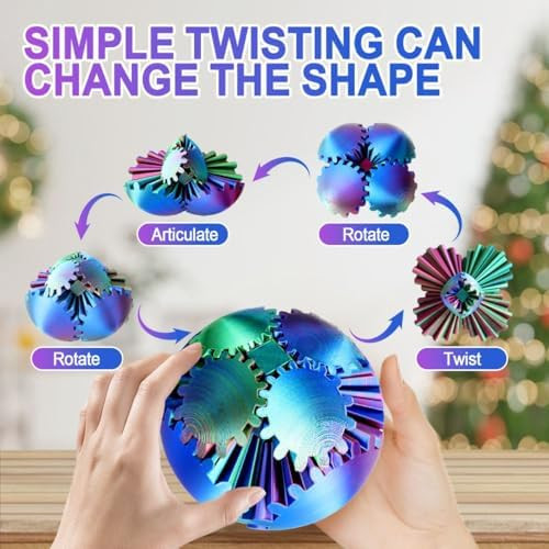 Obokia Gear Ball 3D Printed Gear Ball Gear Sphere Stress Ball Steam Punk Whirling Wonder Fidget Desk Toy Stress & Anxiety Relief(Red Blue Yellow 10cm 4.11 Inches)
B0DRYFDC8V