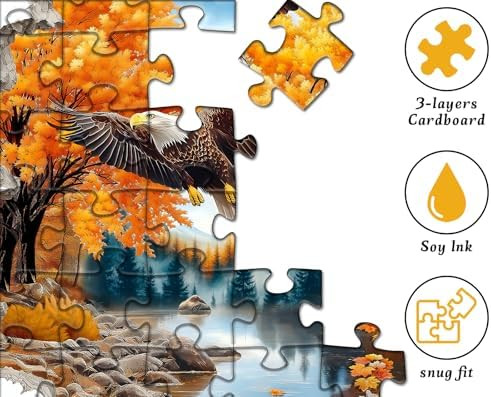 Pickforu Autumn Bald Eagle Puzzle for Adults 1000 Piece Fall Bird Puzzle with 3D Wall Effect Impossible Unique Nature Scene Jigsaw Puzzle Challenge
B0FDZV746D