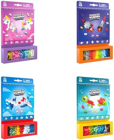 Plus Plus Puzzle by Number Activity Pad Kids Travel Activities Interlocking Mini Building Blocks 3D Puzzle Stem Toy for Kids - 4 Pack
B0FBHDQ1X9