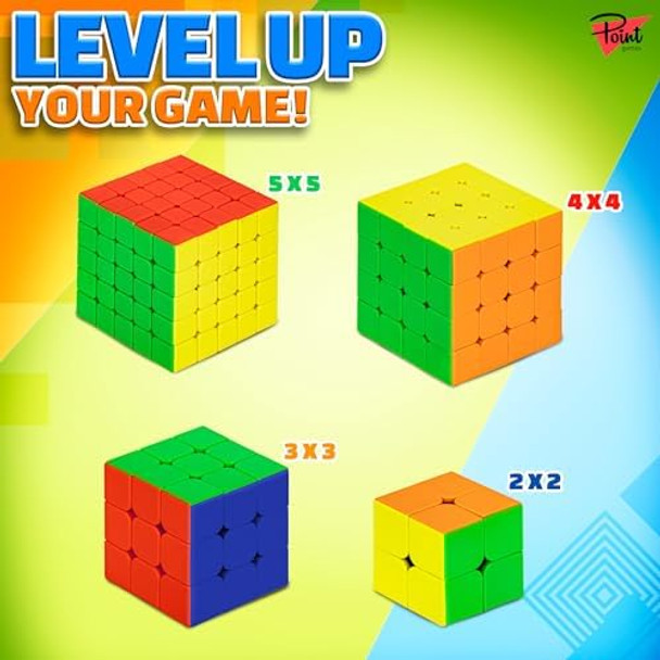Point Games Speed Cube Set 4 Pack 2x2 3x3 4x4 5x5 Magic 3D Puzzle Cube Game Smooth Turning Brain Teaser Bundle Set Fidget Toys for Kids and Adults
B0F2JHY5PL