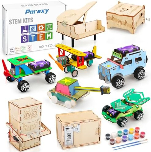 Poraxy 9 in 1 STEM Toys for Boys Ages 8-12 5-7 Electronic Science Kits for Kids STEM Engineering Kit 3D Puzzle Projects Wood Crafts Birthday s for 7 8 9 10 11 12 13 Year Old Boys Girls
B0DJR9LD86