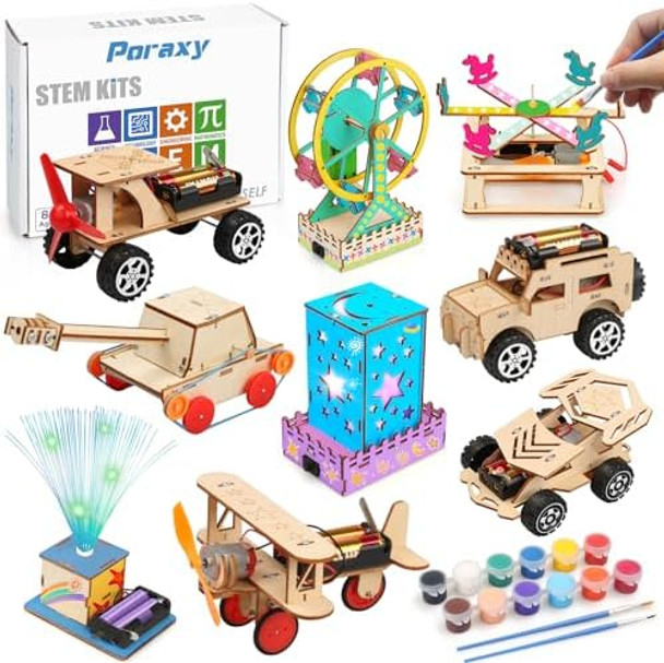 Poraxy 9 Set STEM Science Kits for Kids 8-12 Toys for Ages 8-13 s for 8 9 10 11 12 13 Year Old Boys and Girls Wooden 3D Puzzles Educational Projects Crafts Building Kits
B0DJ8FZ6VX