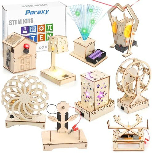 Poraxy 10 Set Science Kits for Kids Age 8-12 STEM Toys for Boys 8-12 s for 8 9 10 11 12 13 Year Old Boys and Girls Wooden 3D Puzzles Educational Projects Crafts Building Kits
B0DJMJ64ZV