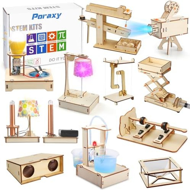 Poraxy 11 Set STEM Kits for Kids 8-10-12 Science Crafts Building Kits Toys for Ages 8-13 s for 8 9 10 11 12 13 Year Old Boys and Girls Wooden 3D Puzzles Educational Projects
B0CPVFLV5H
