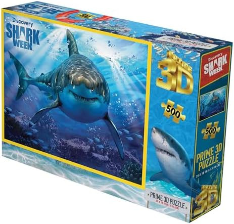 Prime 3D - Shark Week 3D Jigsaw Puzzle 500 Piece Lenticular Underwater Game for Adults Kids & Families 24x18" Fun & Educational Activity with Depth & Motion Officially Licensed Discovery 
B087Y55JH3