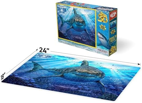 Prime 3D - Shark Week 3D Jigsaw Puzzle 500 Piece Lenticular Underwater Game for Adults Kids & Families 24x18" Fun & Educational Activity with Depth & Motion Officially Licensed Discovery 
B087Y55JH3