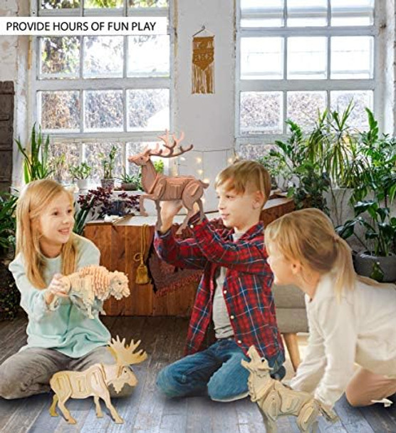 Puzzled Bundle of Wild Animals: Deer Wolf Moose & Buffalo Wooden 3D Puzzle Construction Kits Fun & Educational DIY Toys Assemble Model Unfinished Wood Craft Hobby Puzzle to Build & Paint - 4 Pack
B08F9YDKP8