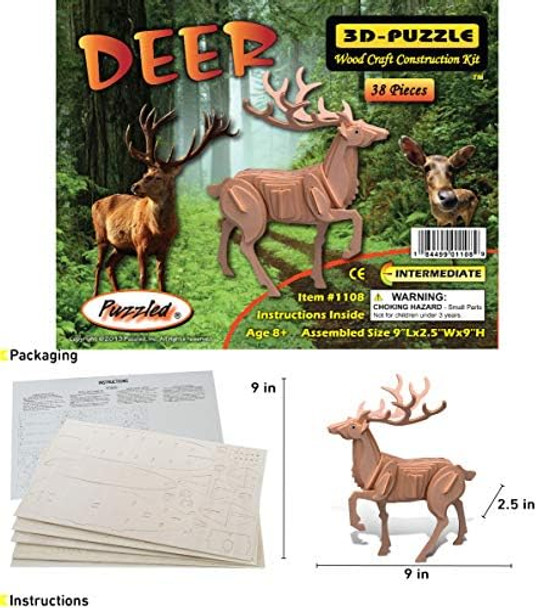 Puzzled 3D Puzzle Deer Wood Craft Construction Model Kit Fun Unique & Educational DIY Wooden Toy Assemble Model Unfinished Crafting Hobby Puzzle to Build & Paint for Decoration 38 Pieces Pack
B002GJIXI4