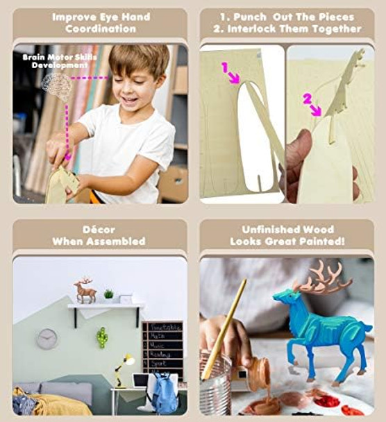 Puzzled 3D Puzzle Deer Wood Craft Construction Model Kit Fun Unique & Educational DIY Wooden Toy Assemble Model Unfinished Crafting Hobby Puzzle to Build & Paint for Decoration 38 Pieces Pack
B002GJIXI4