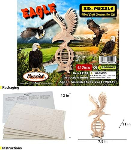 Puzzled 3D Puzzle Eagle Wood Craft Construction Model Kit Fun Unique & Educational DIY Wooden Toy Assemble Model Unfinished Crafting Hobby Puzzle to Build & Paint for Decoration 61 Pieces Pack
B000WFCYFC