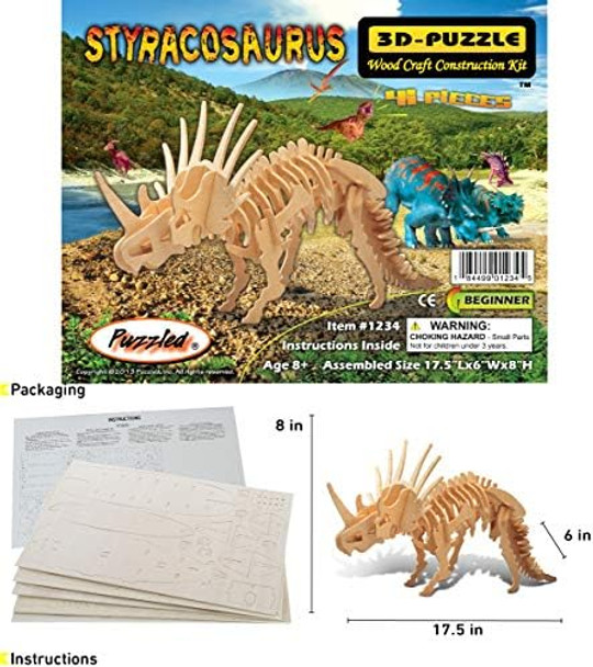 Puzzled 3D Puzzle Styracosaurus Dinosaur Wood Craft Construction Model Kit Educational DIY Wooden Dino Toy Assemble Model Unfinished Crafting Hobby Puzzle to Build & Paint for Decoration 41pc Pack
B000NQI25G