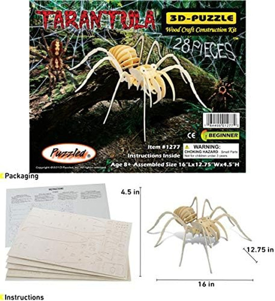Puzzled 3D Puzzle Tarantula Spider Wood Craft Construction Model Kit Fun & Educational DIY Wooden Toy Assemble Model Unfinished Crafting Hobby Puzzle to Build & Paint for Decoration 28 Pieces Pack
B000JM4S0W