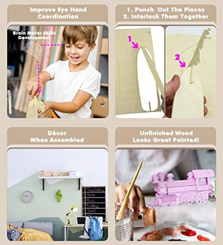 Puzzled 3D Puzzle Train Wood Craft Construction Model Kit Fun Unique & Educational DIY Wooden Toy Assemble Unfinished Craft Hobby Classic Train Puzzle to Build & Paint for Decoration 233 Pieces Pack
B000X62JR8