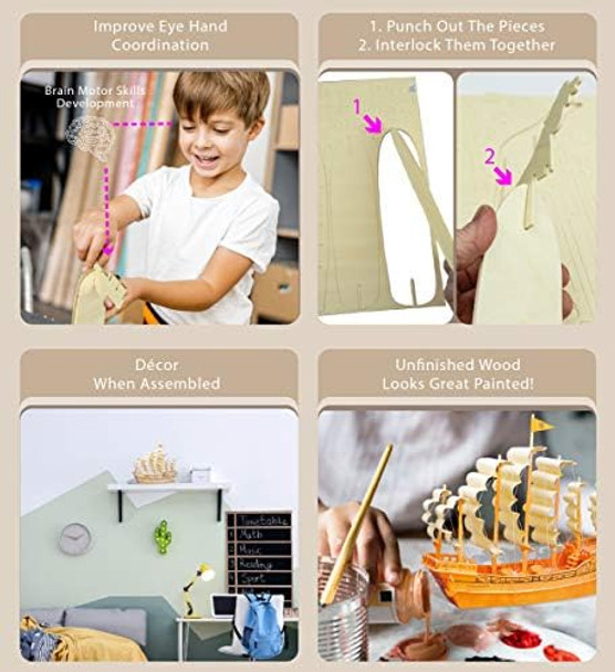 Puzzled 3D Puzzle Ancient Sailboat Wood Craft Construction Model Kit Unique & Educational DIY Wooden Toy Assemble Model Unfinished Crafting Hobby Boat Puzzle 91 Pieces
B000US7LLI