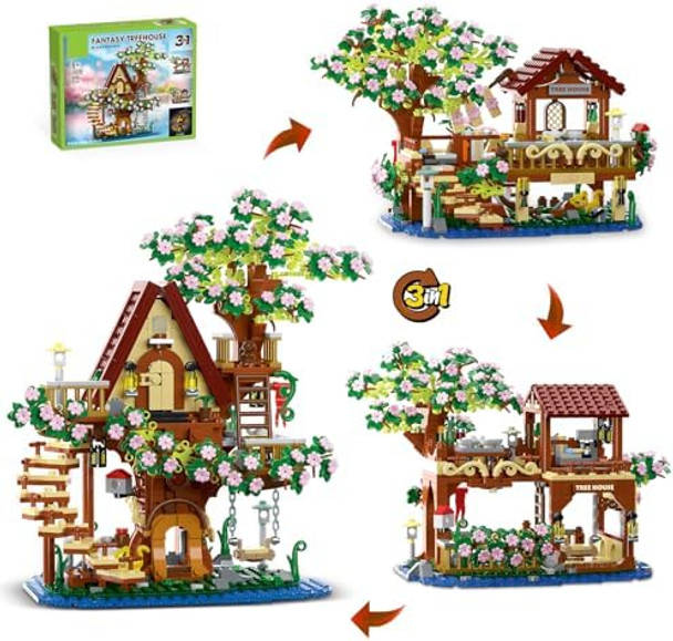 Qlt Qiaoletong 3 in 1 Cherry Blossom Treehouse Building Set for Girls 8-12 Compatible with Friends Forest Up Flowers Tree House Architecture Building Blocks Toy with Light for Adults for Kids (959 PCS)
B0F3HW3QKC