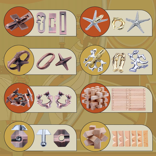 Rlylf 8 Pieces Wooden and Metal Brain Teaser Puzzles 3D Education Toys for Adults and Kids IQ Logic Training Family Game Party Favor Coffee Table Time Unlock Interlock Mind Puzzles Box
B0BHTPQ5DT