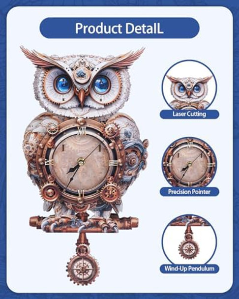 Rnfiow 3D Wooden Puzzles for Adults 3D Puzzles Owl Clock Kit (with Pendulum) Mechanical Owl Wooden Puzzle for Adults Teens Home Wall Decor Clock s for Women Men
B0F9DXX5K3