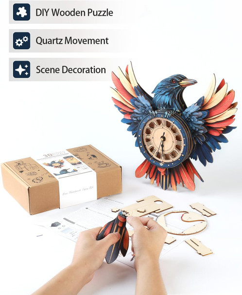 Rnfiow 3D Wooden Puzzles for AdultsSnowy Owl DIY Clock Kit with Pendulum - Creative IdeaBeginner 31 Pieces 3D Puzzles for Teens & Adults Home Decor
B0FHQCDP6G