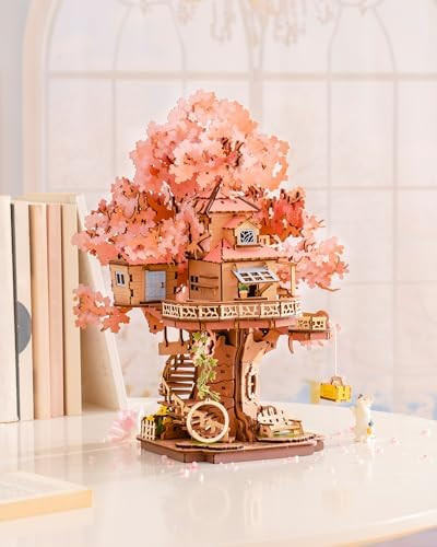 RobotimeDIY Miniature House Kits for Adults 3D Wooden Puzzles for Teenager Japanese Cherry Blossom Tree Sakura Bonsai Plants for Birthday s and Hobbies (Sakura Tree House)
B0FDPY15H5